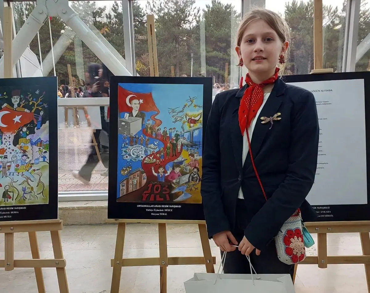 Düzceli öğrenci Meryem Tural resim yarışmasında Türkiye üçüncüsü oldu