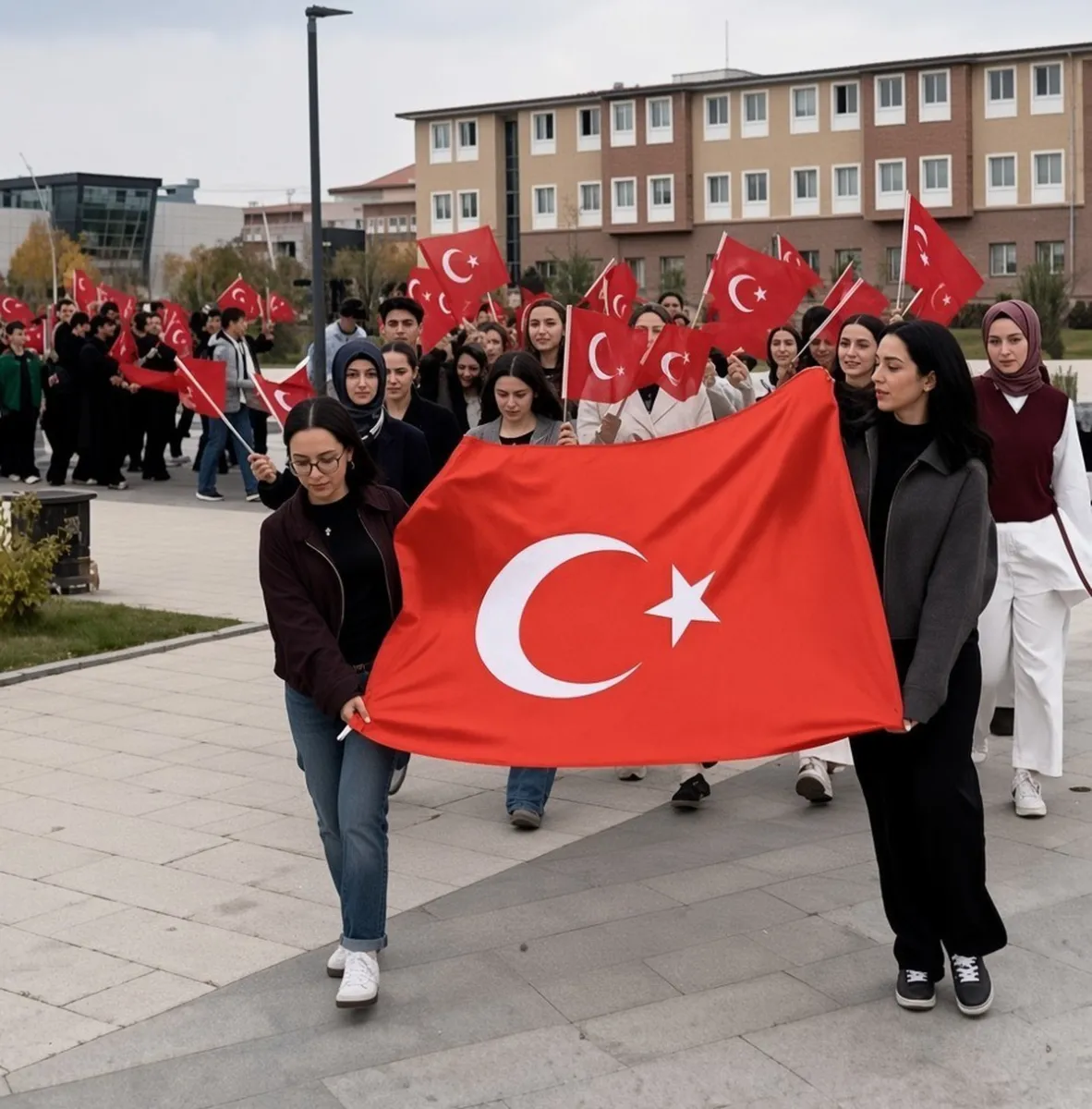 Erzincan Binali Yıldırım Üniversitesi'nde Cumhuriyet yürüyüşü yapıldı