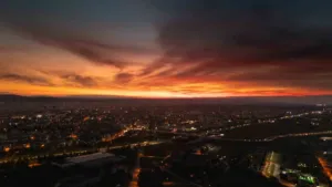 Eskişehir’de gün batımının eşsiz renkleri havadan dron ile görüntülendi