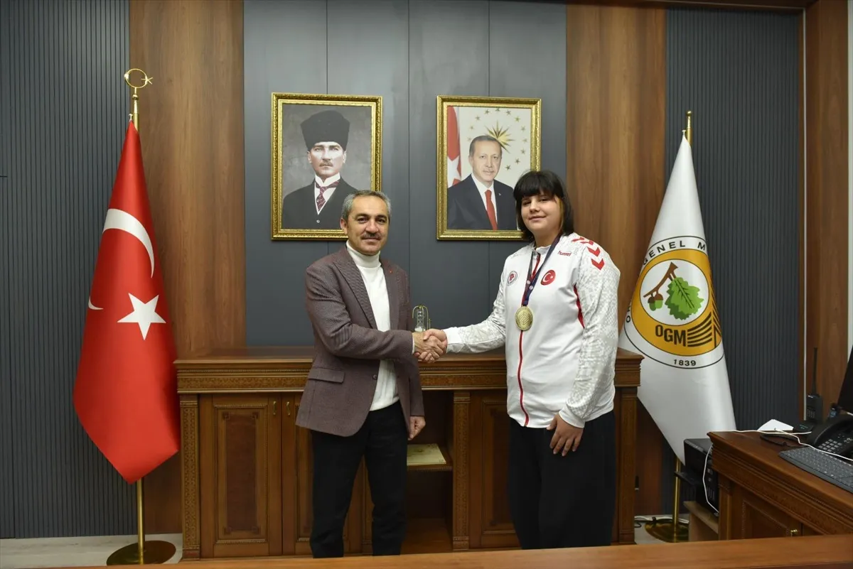 Giresun Orman Bölge Müdürü Yaprak, Avrupa şampiyonu sporcuyu ağırladı