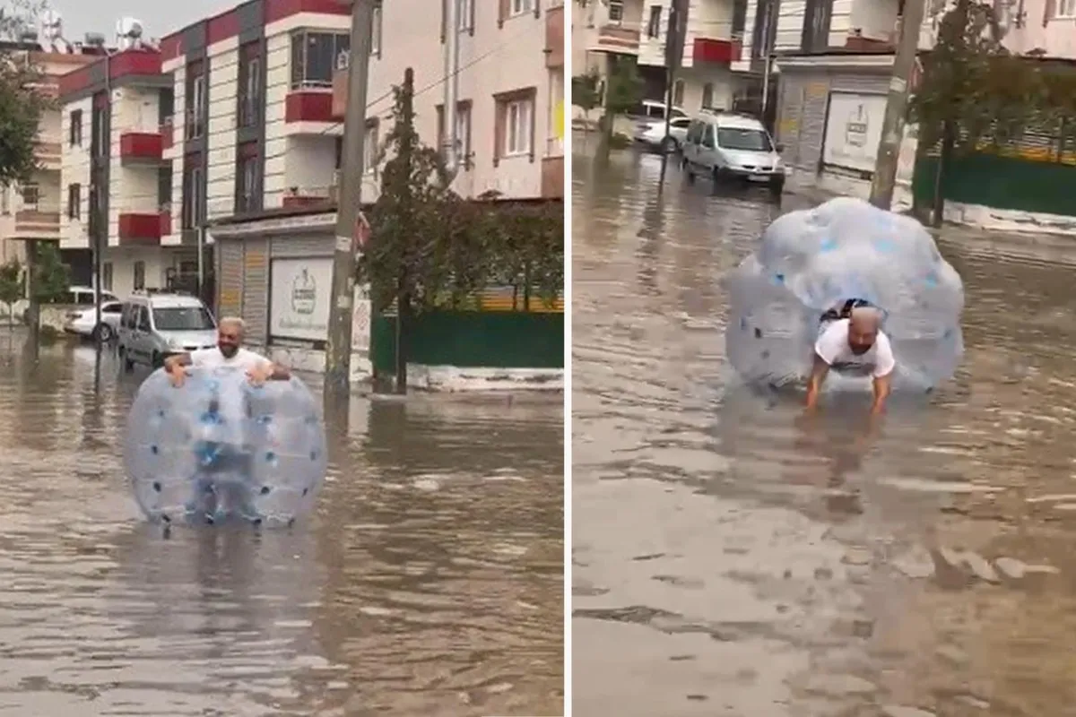 Mersin'in Tarsus ilçesinde sağanak sonrası ilginç görüntüler yaşandı