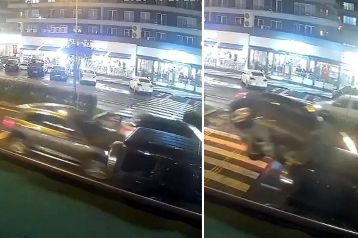 Tekirdağ Çorlu'da kontrolden çıkan otomobil park halindeki araca çarpıp takla attı