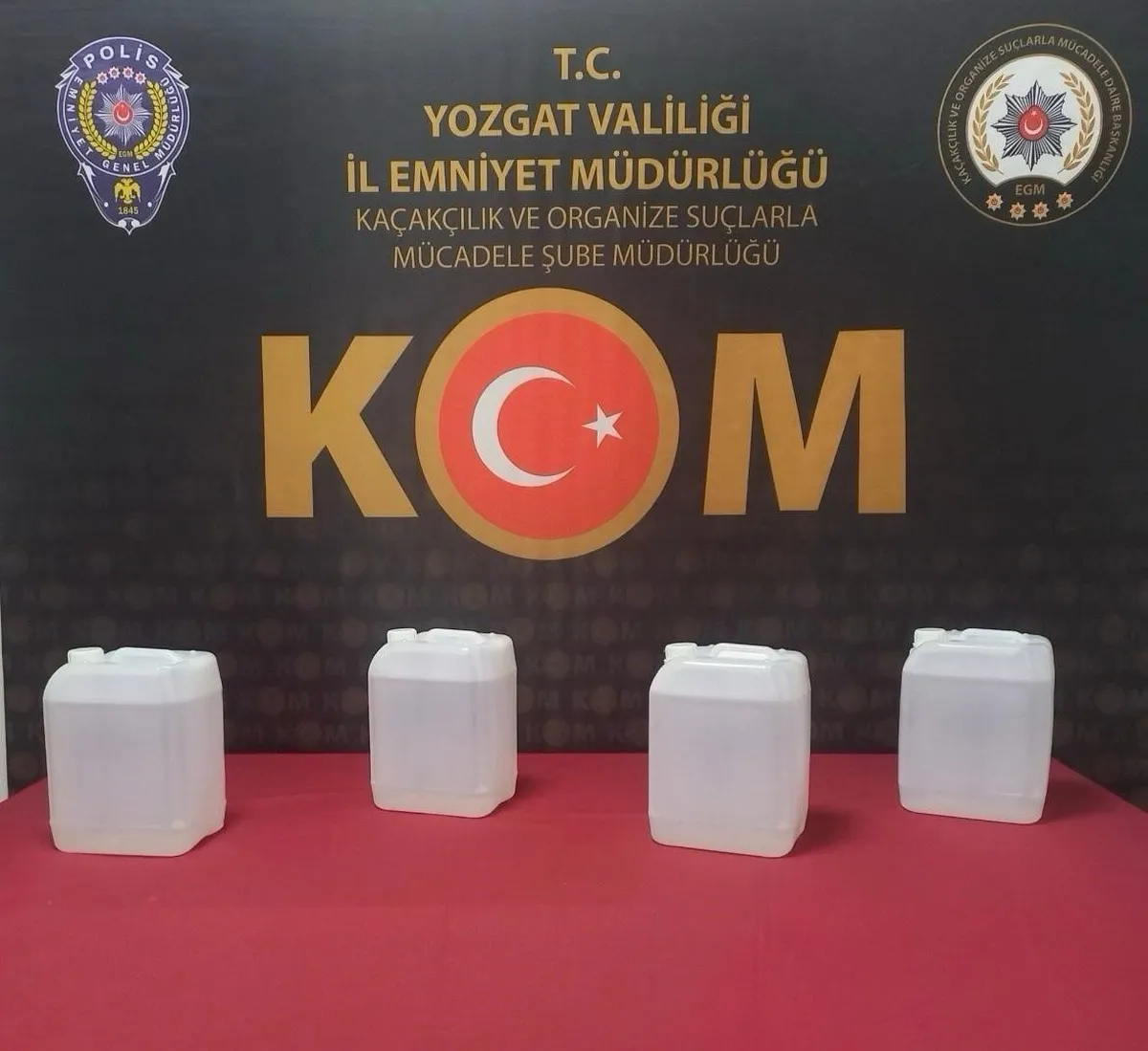 Yozgat Boğazlıyan'da gerçekleştirilen operasyonda 20 litre etil alkol bulundu